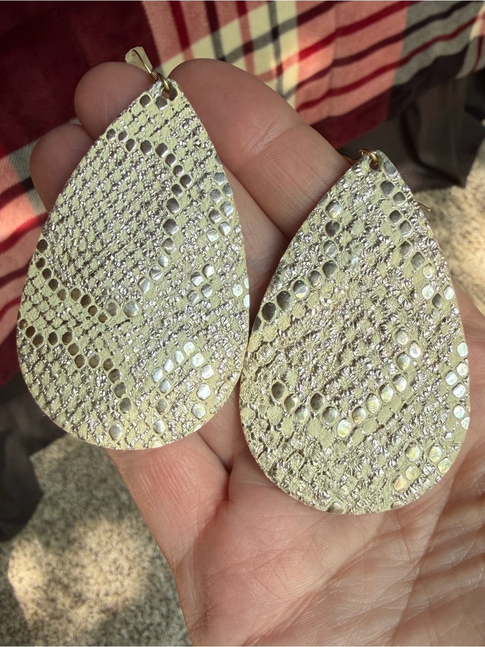 Nickel and Suede Crème de la Crème Earrings, Medium